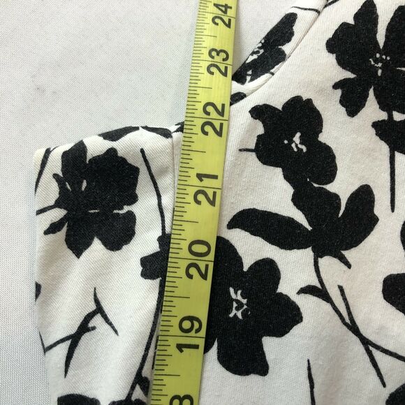 St Johns Bay Capri Pants Women 14 White Black Floral Cotton Stretch Ankle Crop - Picture 10 of 12